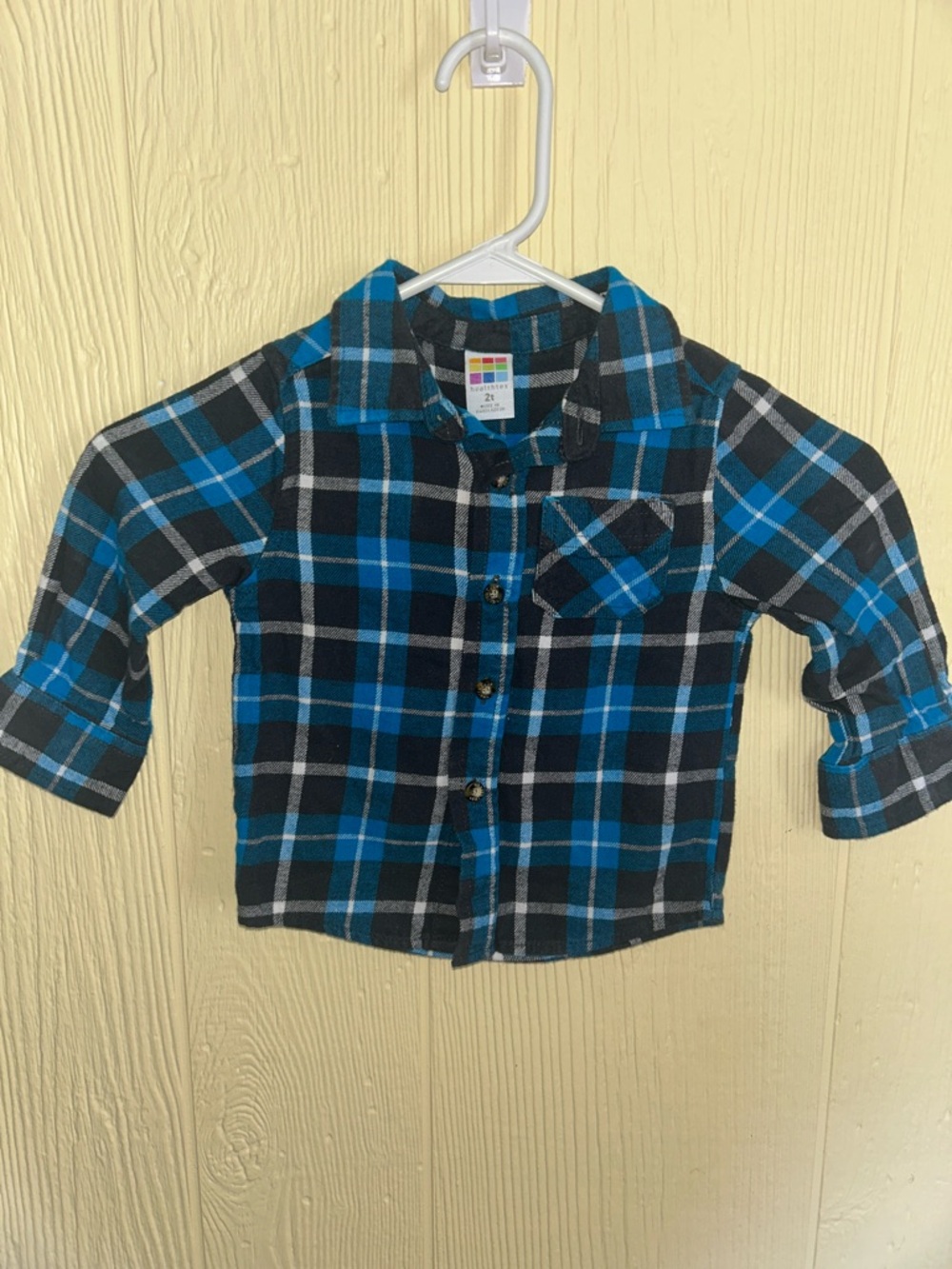 Toddler Blue & Black Plaid Button-Up Shirt